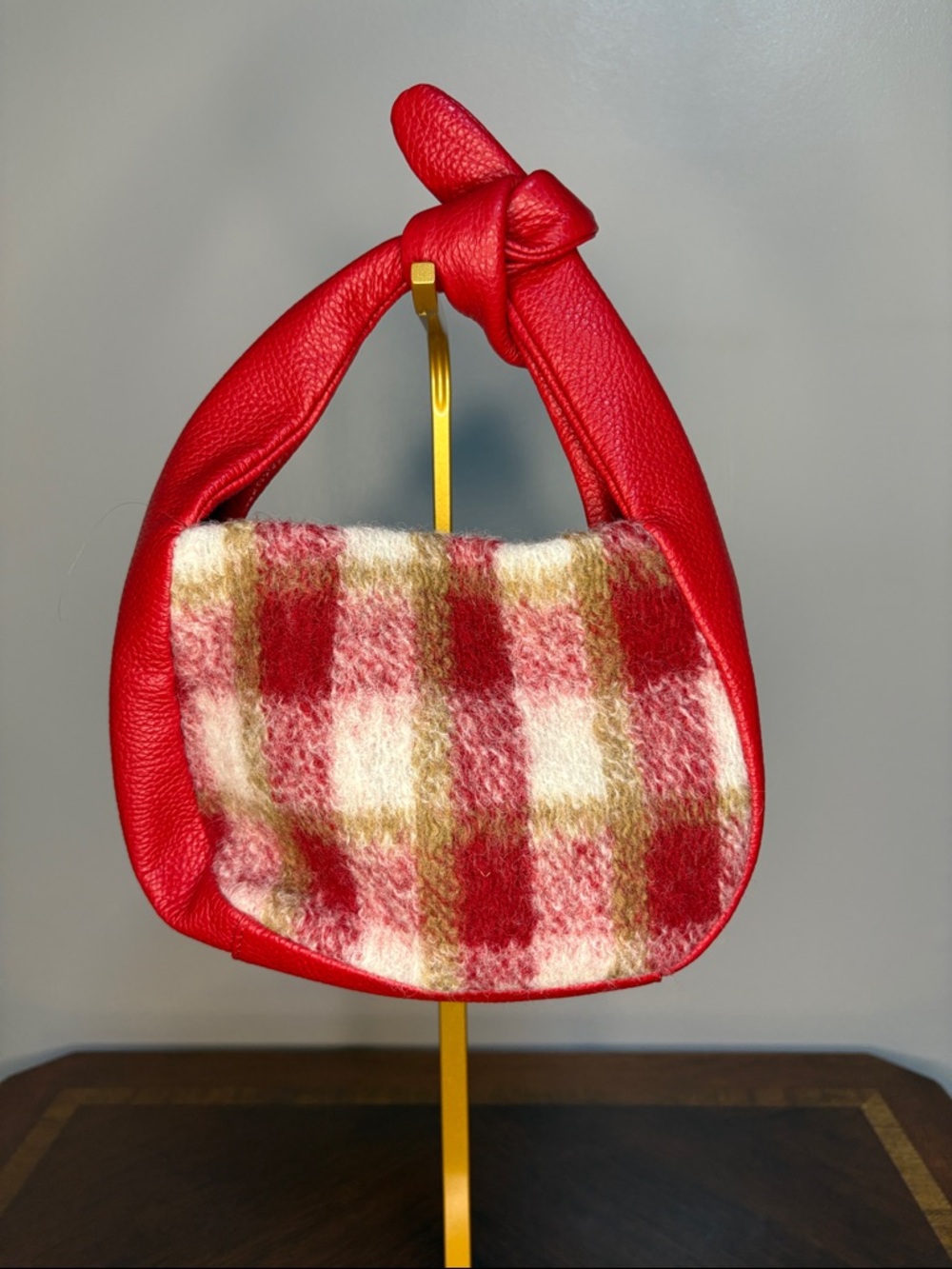 Sundance Red Plaid Knot-Handle Women's Bag